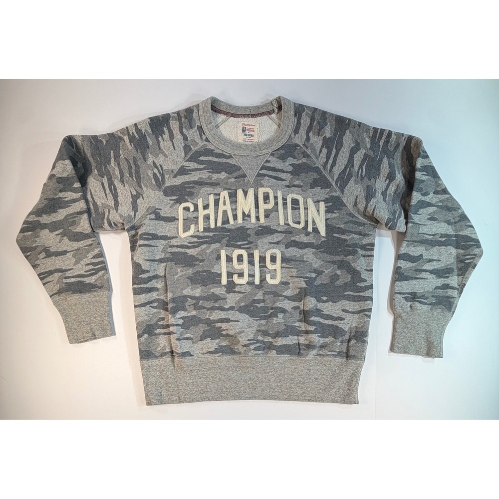 Champion x Todd Snyder Grey Camo Sweatshirt 1919 Applique Mens Medium Canada